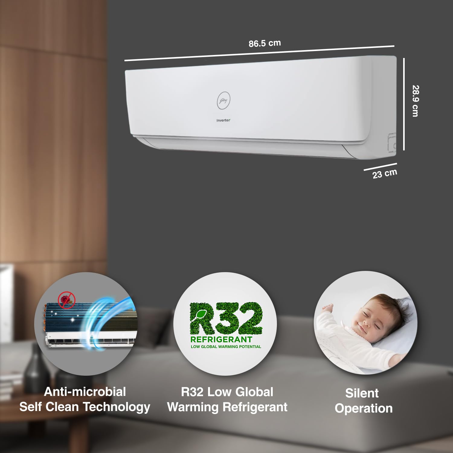 #Godrej 1.1T 3★ Inverter AC