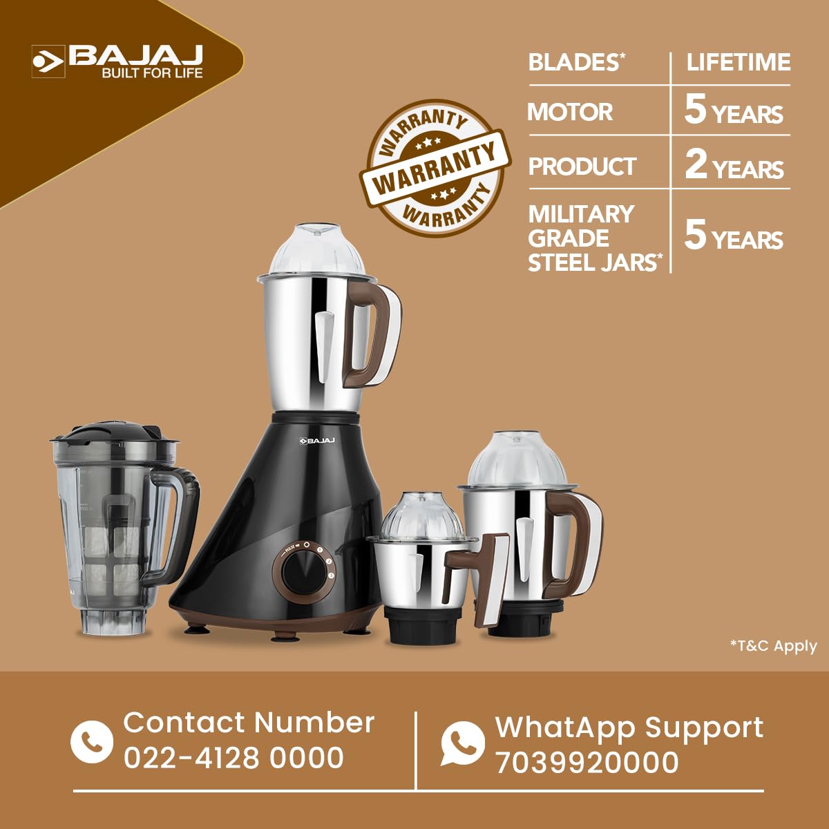 Bajaj Armor Series QuadraMax 1000W Mixer Grinder 