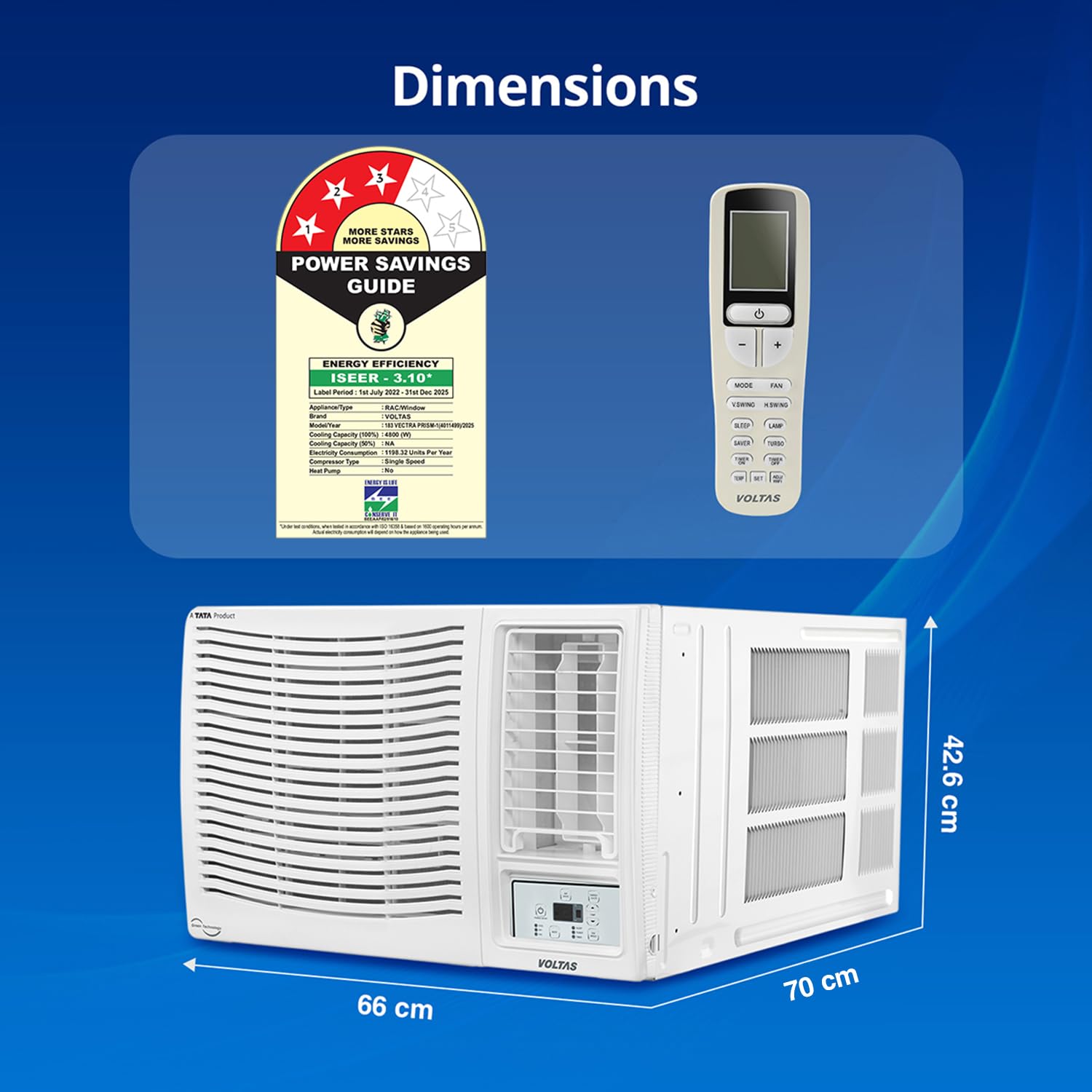 Voltas 1.5 Ton 3 Star Fixed Speed Window AC Vectra