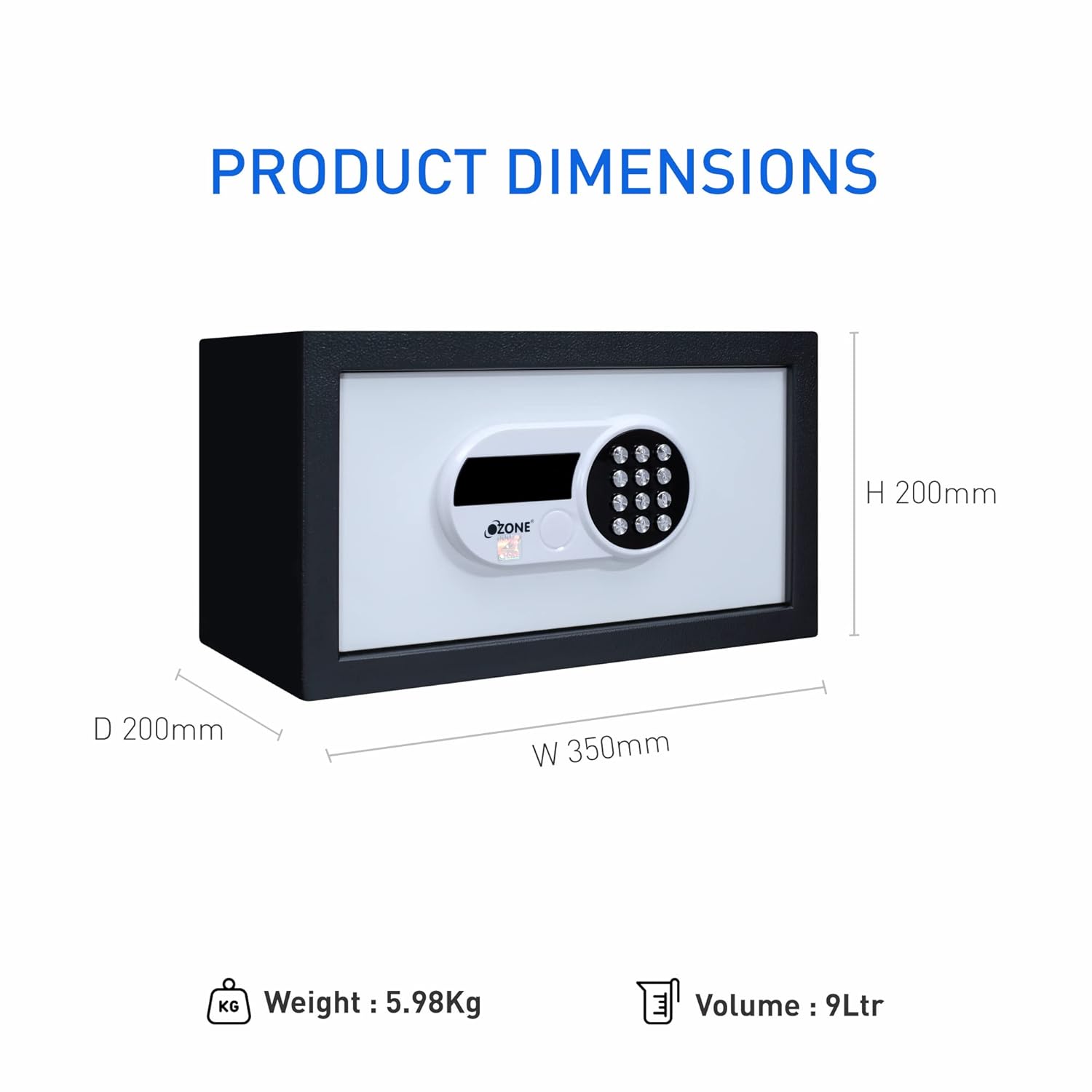 Ozone 9 Litres Digital Safe Locker