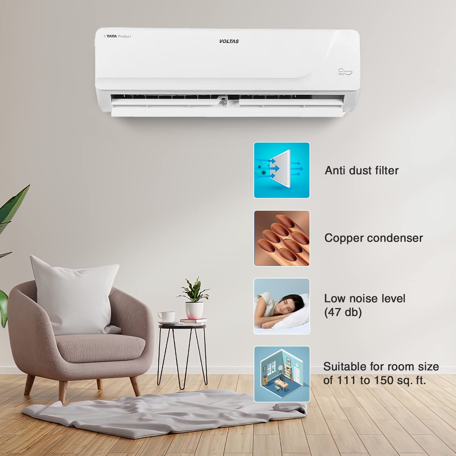 Voltas 1.5 Ton 3 Star Inverter Split AC Vectra Platina