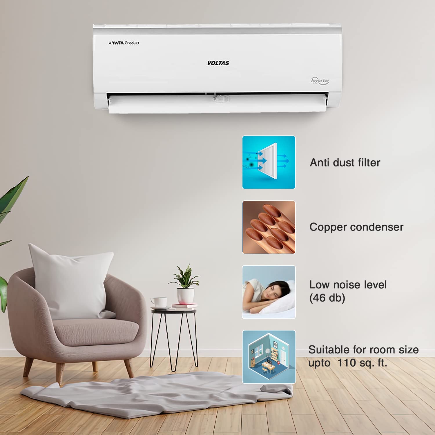 #Voltas 1 Ton 5 Star Inverter Split AC Vectra Elite