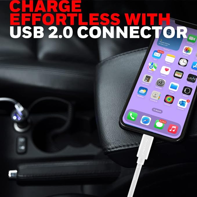 Honeywell USB to Lightning cable  MFI-certified lighting connector  Fast Charging  Non-Braided sync and charge cable for iPhone  iPad  Airpods  iPod  4 Feet (1.2M)- White
