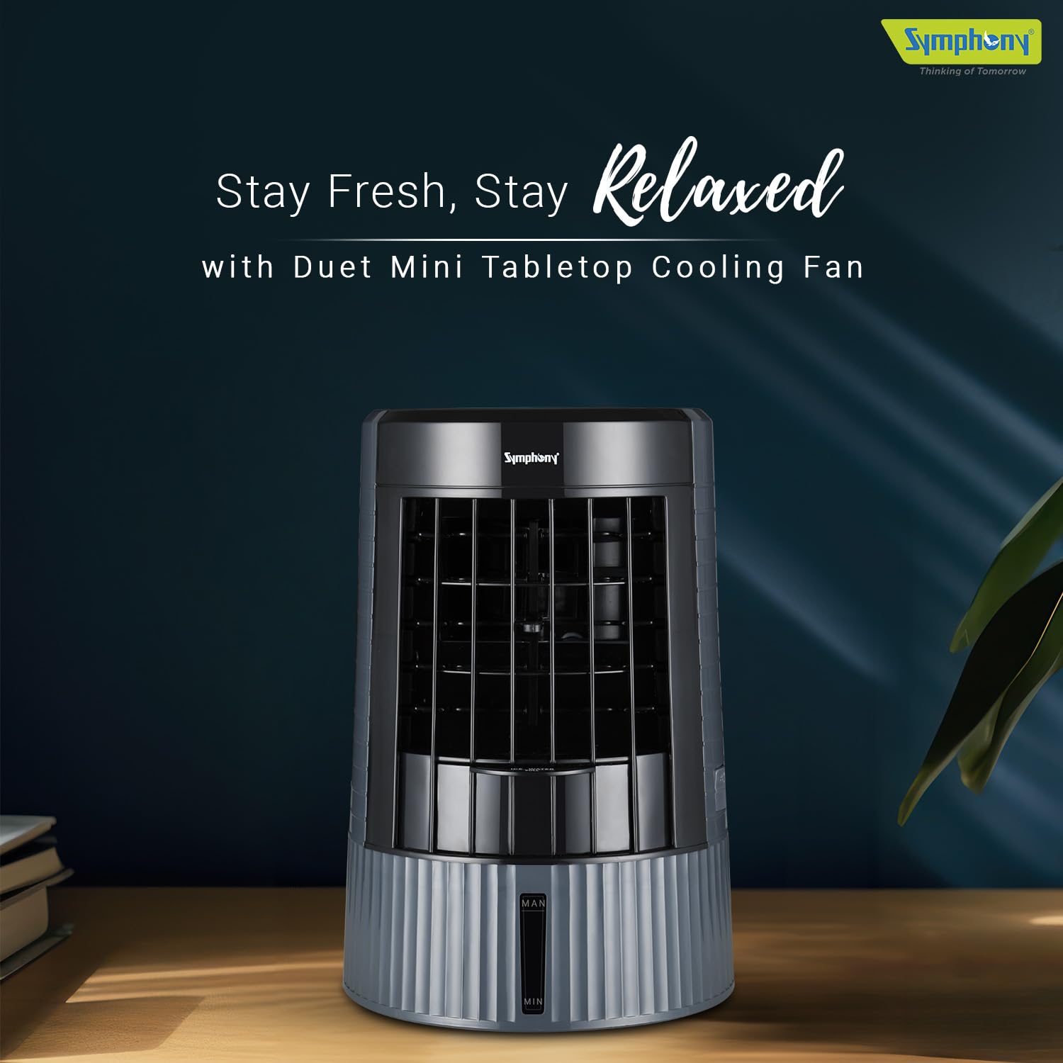 Symphony Duet Mini Portable Tabletop Air Cooler for Home and Office with Whisper Quiet Operation and Touch Control