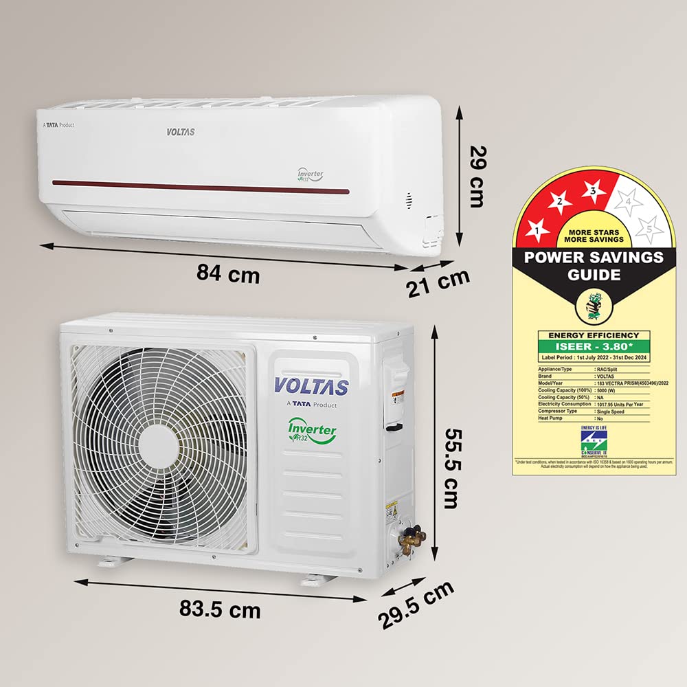 #Voltas 1.5 Ton 3 Star Adjustable Inverter Split AC 