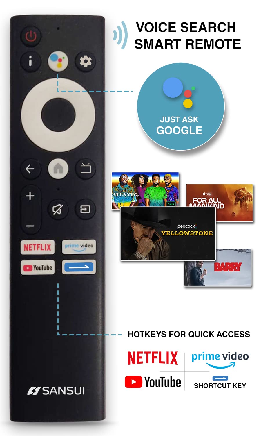 Sansui 165 cm (65 inches) 4K Ultra HD Smart QLED Google TV JSW65GSQLED (Black)