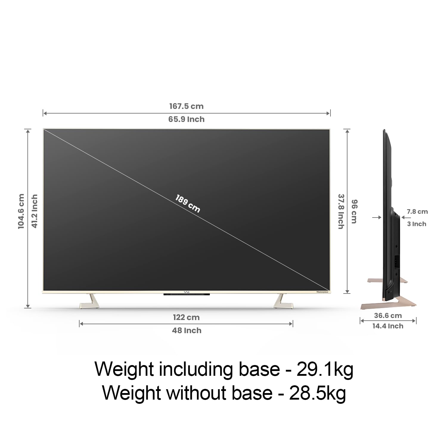 Vu 189cm (75 inches) Masterpiece Series 4K QLED TV 75QMP (Armani Gold) With 3 Year Warranty