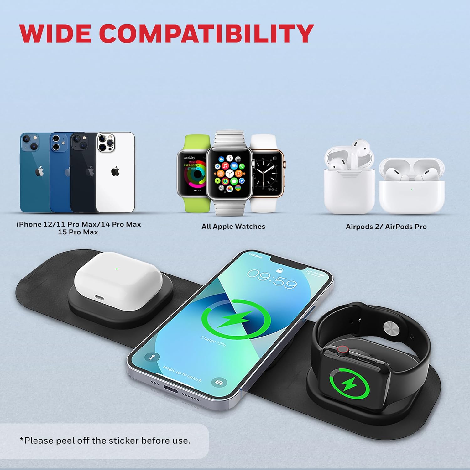 Honeywell Zest Wireless 3-in-1 Magnetic Foldable MagSafe