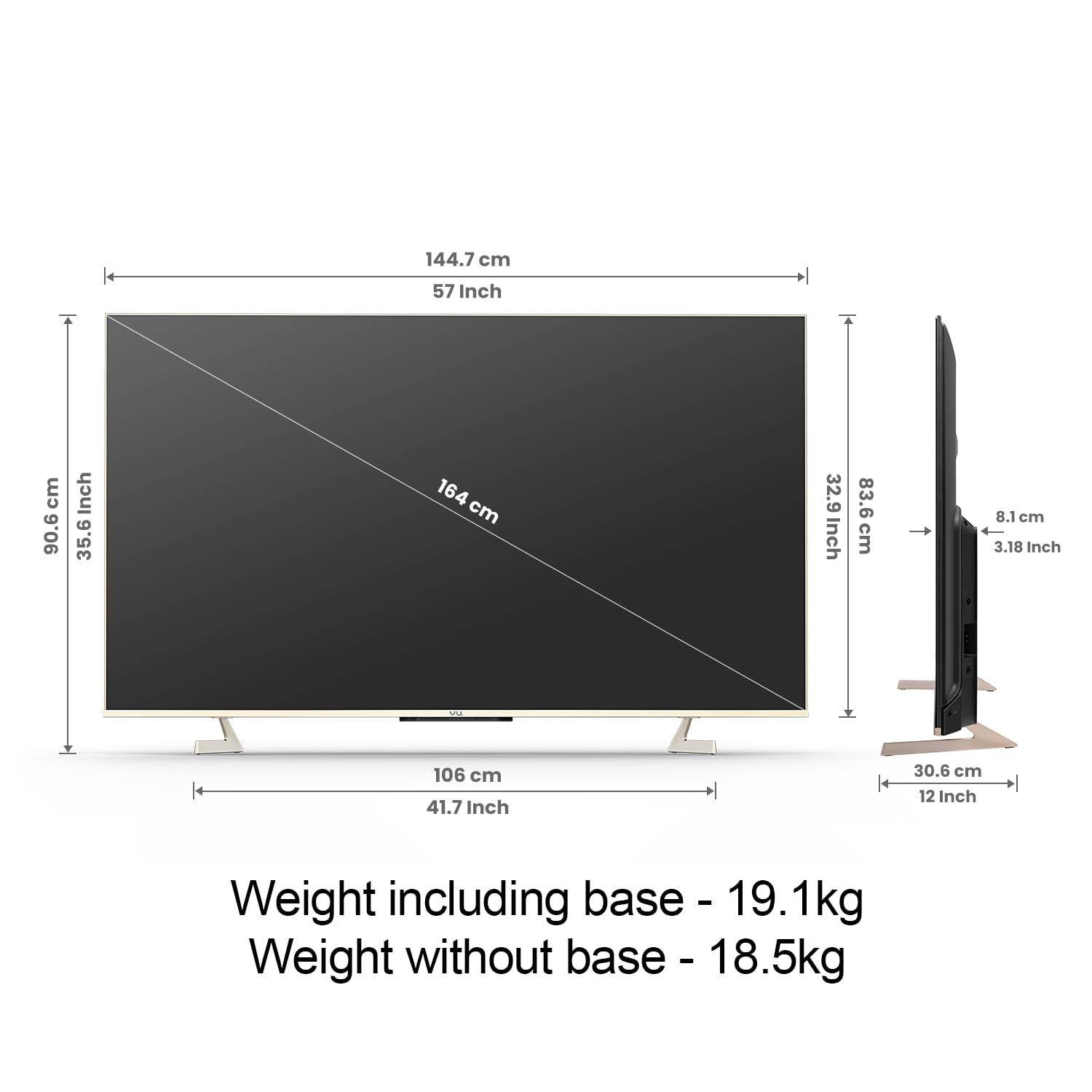 Vu 164cm (65 inches) Masterpiece Series 4K QLED TV 65QMP-24 (Armani Gold) With 3 Year Warranty