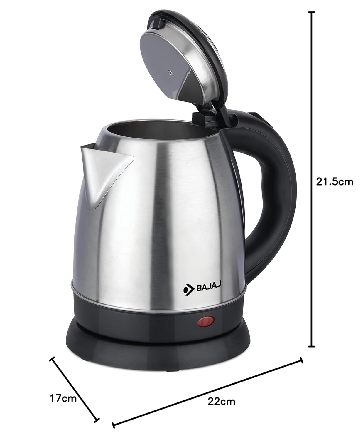 Bajaj Ktx 1.2 Litre Dlx Electric Kettle |1350W Kettle With Stainless Steel Body | Cordless Operation | Auto Shut-Off Mechanism | 2-Yr Warranty |Black- 1.2 Liter- 1350 Watt