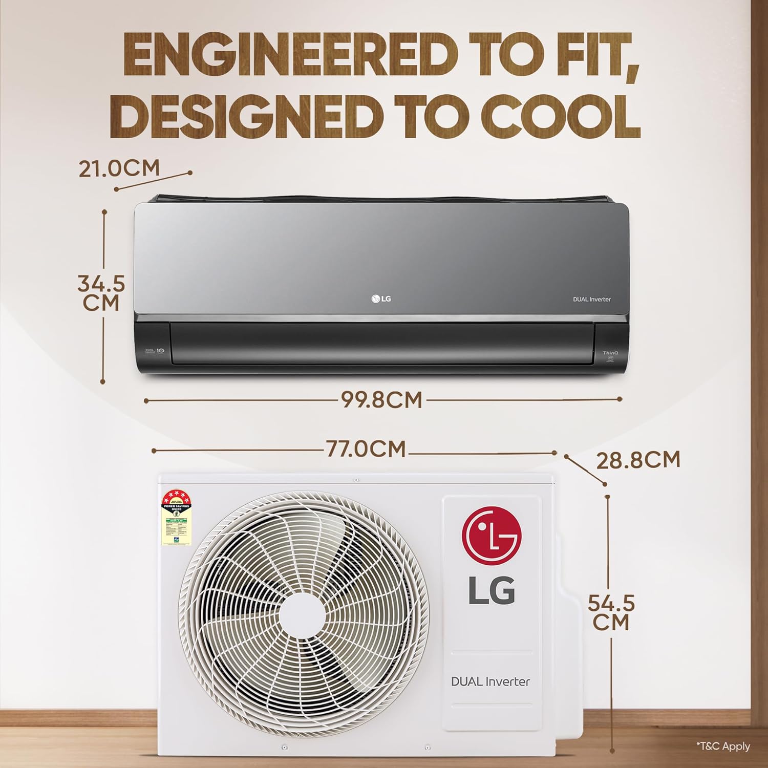 LG 1.5 Ton 5 Star- Wi-Fi- Energy Manager+- DUAL Inverter Split AC (Copper- AI+ Convertible 6-in-1- Diet Mode+- 4 Way Swing- HD Filter with Anti-Virus Protection- US-Q19MWZE- Black Mirror)