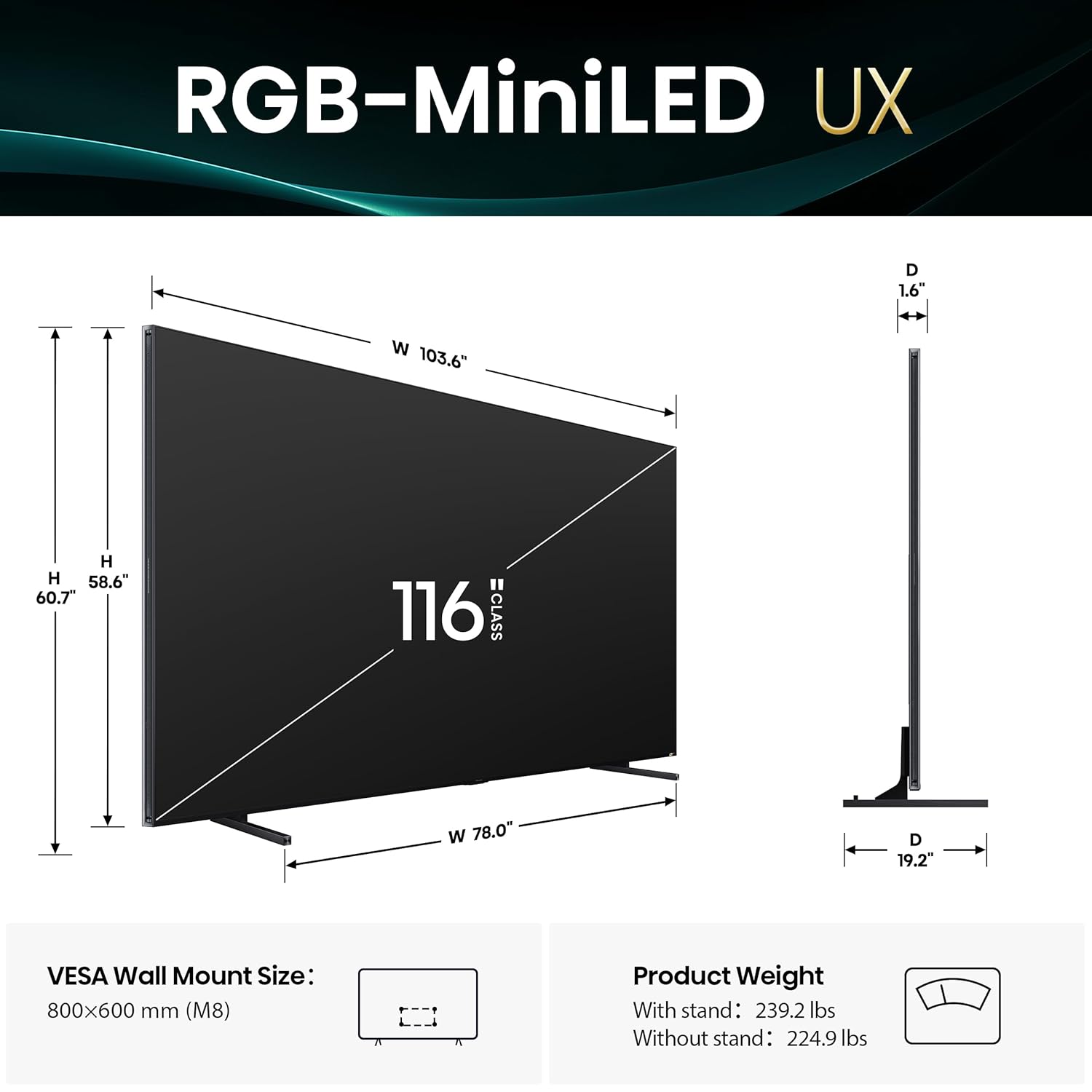 Hisense 116UX RGB MiniLED TV 4K Smart TV