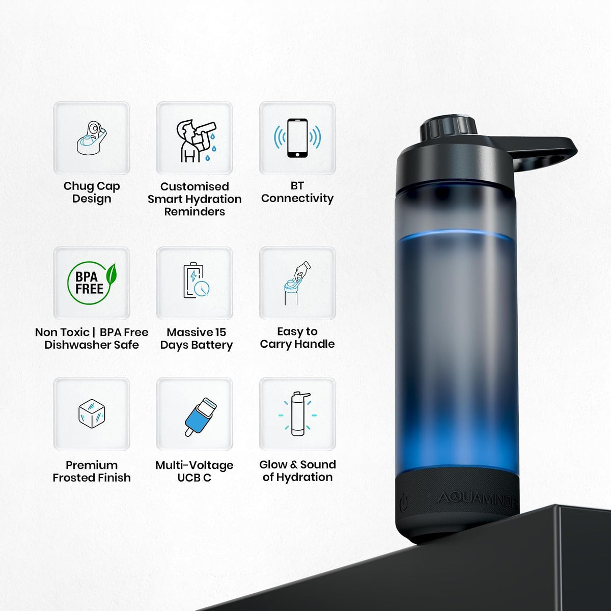 Volga Plus Smart Water Bottle – 770 ml with Hydration Reminder