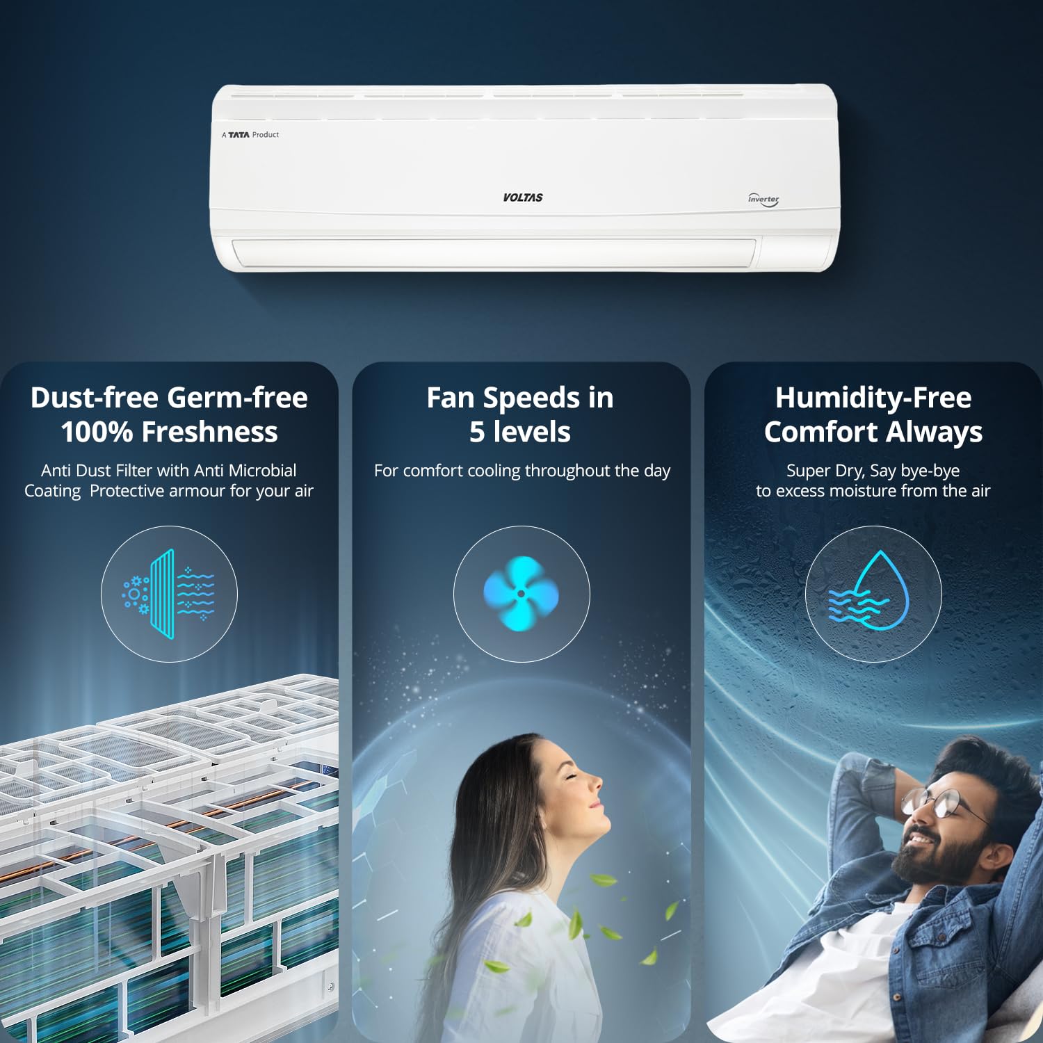 #Voltas 1.5 Ton 5 Star Inverter Split AC Vectra