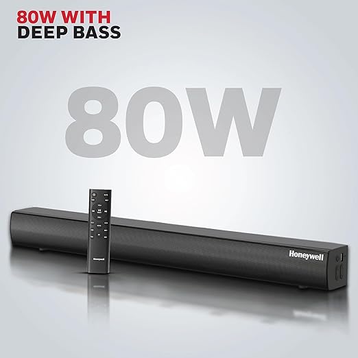 Honeywell New Launch Suono P3000 Soundbar with 80W Stereo Sound  2.0Ch  Deep Bass  3 EQ Mode  BT v5.3+EDR Dual 58 * 90mm Drivers  Input Mode - AUX  USB  HDMI/ARC  Sleek Remote