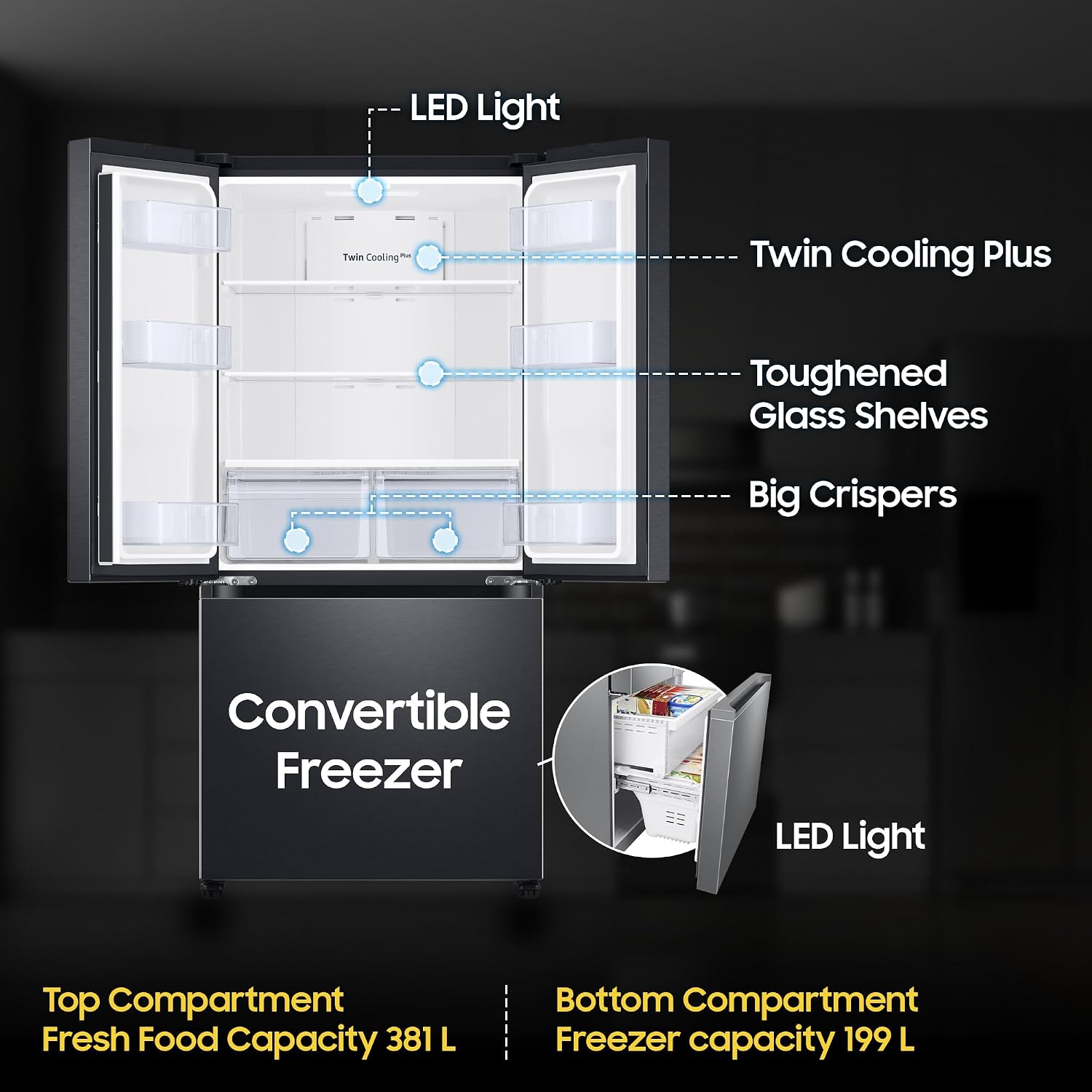 Samsung 580L French Door Convertible Refrigerator