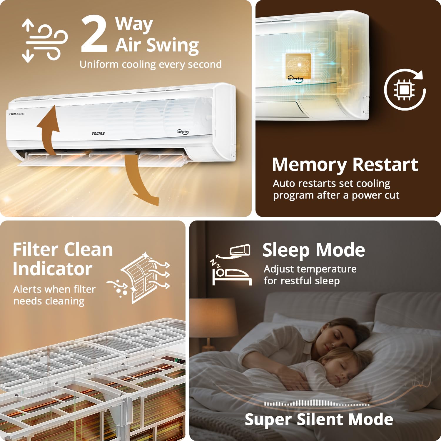 #Voltas 2 Ton 3 Star Inverter Split AC Venus Plus