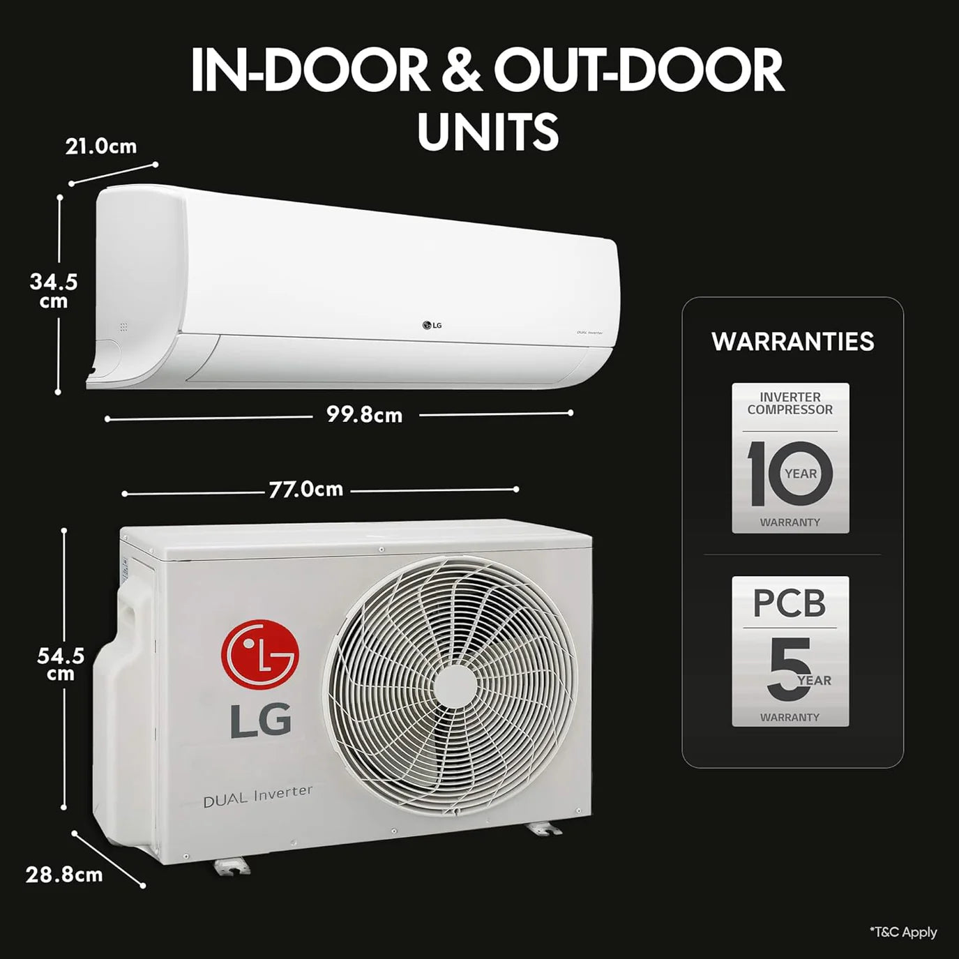 LG 5 Star (1.5) Split AC with Gold Fin+- Viraat Mode- Dual Inverter Compressor- Diet Mode+- 6-in-1 cooling- 2025 Model