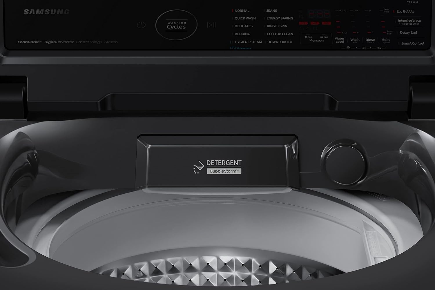 SAMSUNG 8 kg 5 Star Fully Automatic Top Load Washing Machine (WA80BG4582BDTL- In-built Heater- Dark Gray)