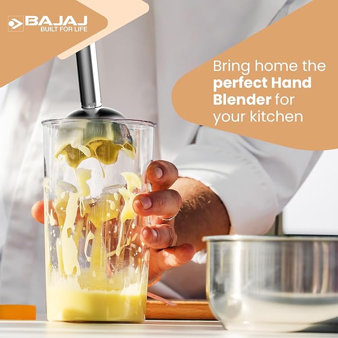 Bajaj Stainless Steel Juvel 300 Watts Hand Blender with Prism Design & Silent Dc Motor- Pink