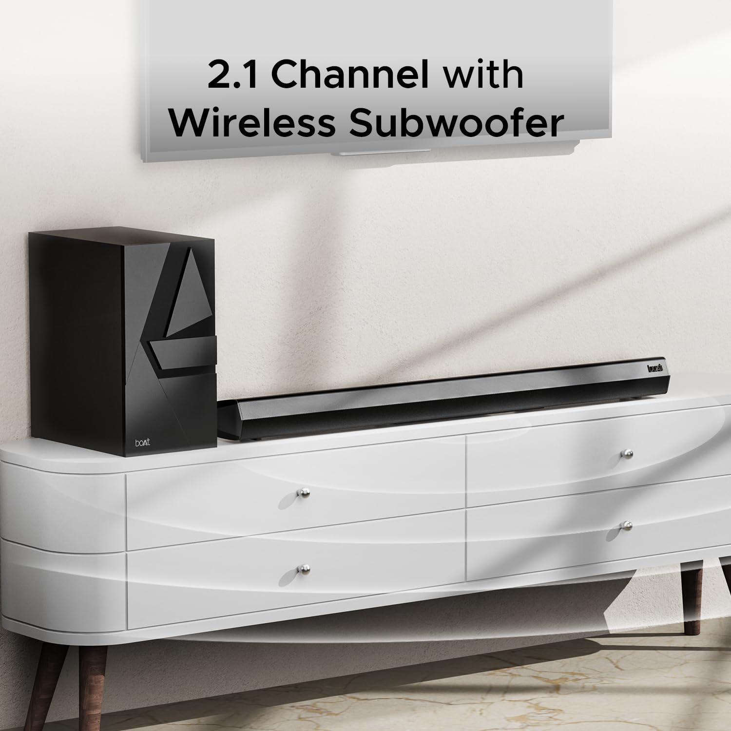 boAt Aavante Bar 2000 Pro 200 W Signature Sound, 2.1CH Wireless Subwoofer, EQ Modes,Multiple Ports, Master Remote, Bluetooth Sound Bar, Home Theatre Soundbar Speaker (Premium Black)