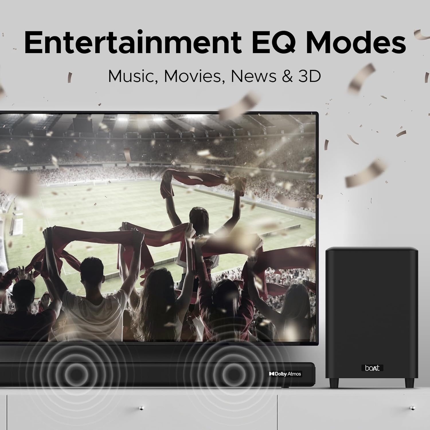 boAt Aavante Bar 4100DA, Dolby Atmos 3D Cinematic Sound,300W Signature Sound,3.1.2 CH,Multi-Connectivity & EQ Modes, Remote Control, Bluetooth Sound Bar, Home Theatre Soundbar Speaker (Premium Black)