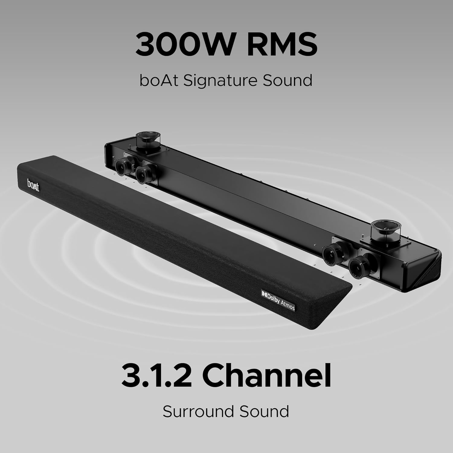 boAt Aavante Bar 4100DA, Dolby Atmos 3D Cinematic Sound,300W Signature Sound,3.1.2 CH,Multi-Connectivity & EQ Modes, Remote Control, Bluetooth Sound Bar, Home Theatre Soundbar Speaker (Premium Black)