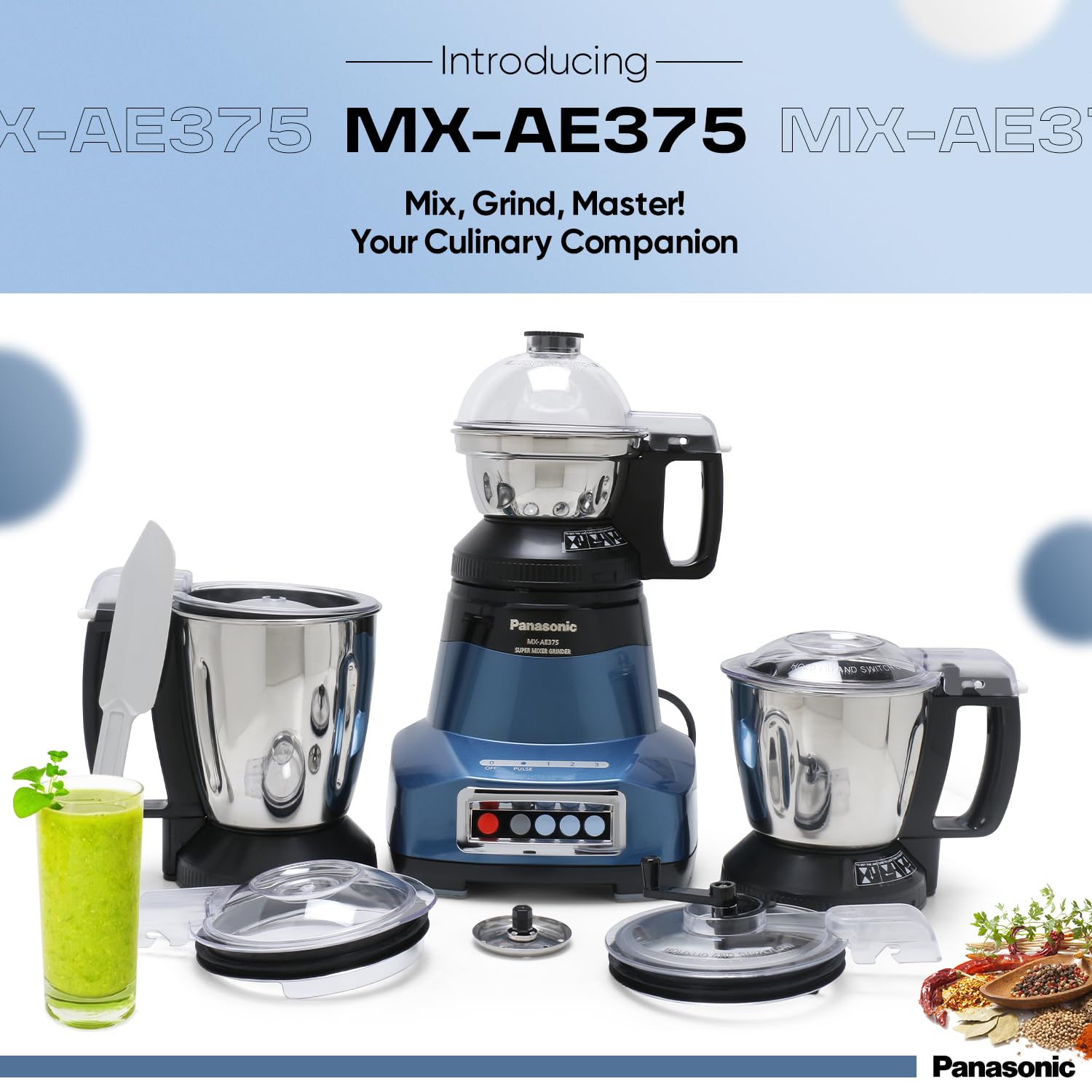 Panasonic Super Mixer Grinder MX-AE375 2000W | Navin Mart
