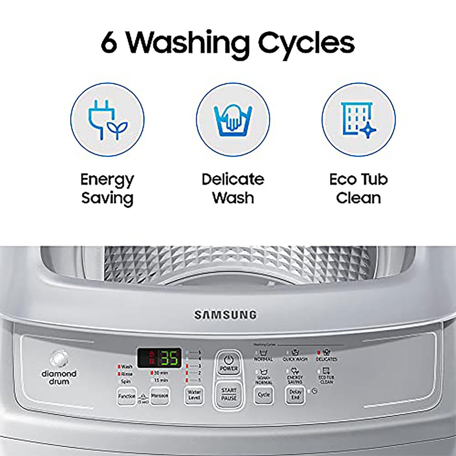 Samsung 7 kg- Fully-Automatic Top Load Washing Machine (WA70A4002GS/TL- Imperial Silver)