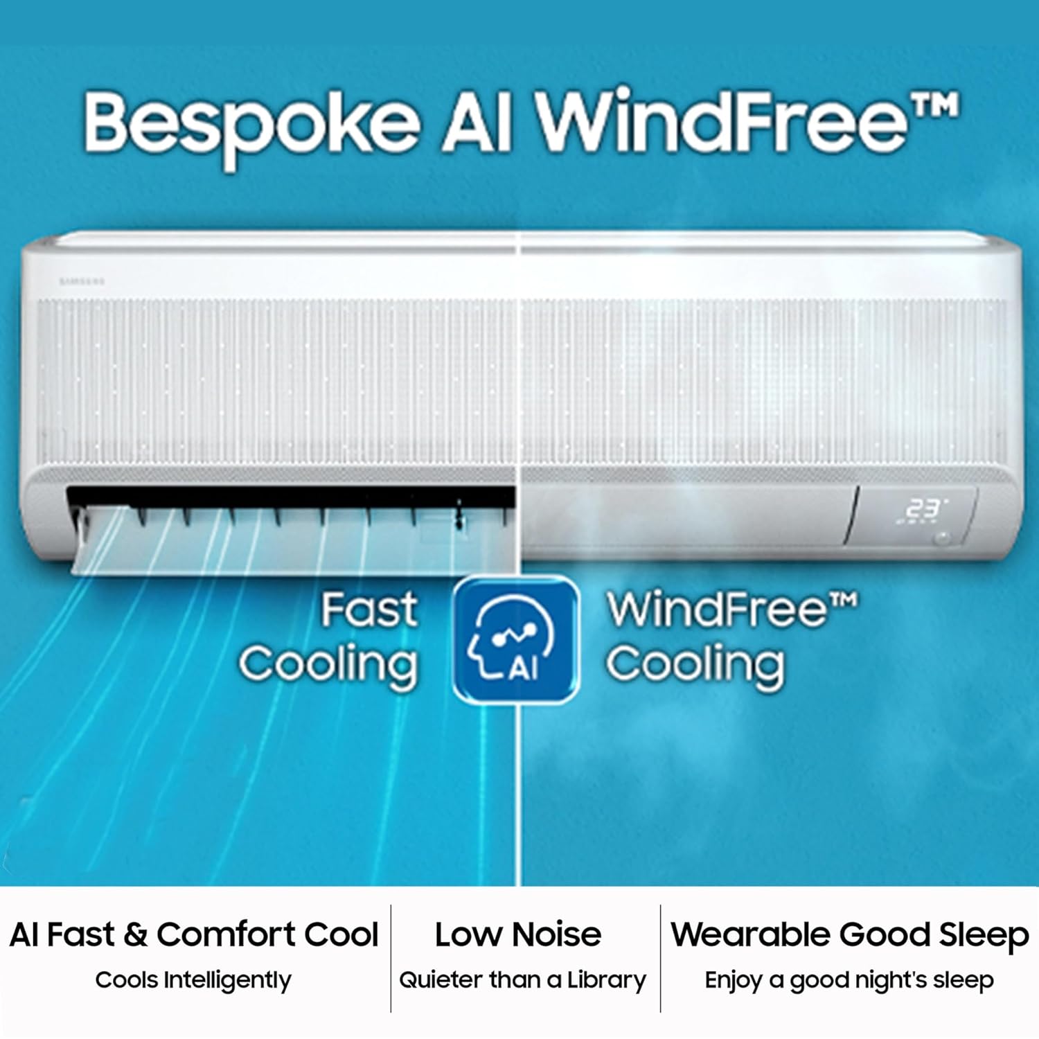 Samsung 1.5 Ton 3 Star Windfree AI Inverter Smart Split AC (WiFi- Energy Saving- Voice Control- Powerful Cooling- Copper- Digital Inverter- 4 Way swing- Convertible- BESPOKE AI AR60F19D1XWNNA)