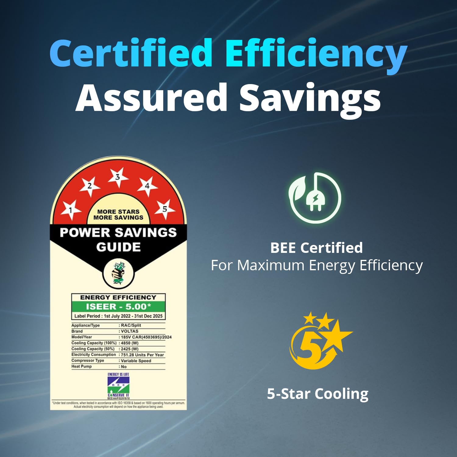 Voltas 1.5 Ton 5 Star Inverter Split AC Vectra