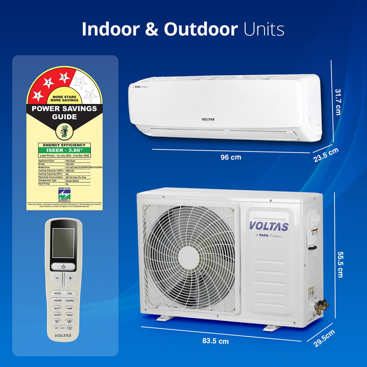 #Voltas 1.5 Ton 3 Star Fixed Speed Split AC 