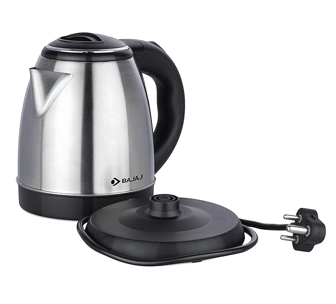 Bajaj Ktx 1.2 Litre Dlx Electric Kettle |1350W Kettle With Stainless Steel Body | Cordless Operation | Auto Shut-Off Mechanism | 2-Yr Warranty |Black- 1.2 Liter- 1350 Watt