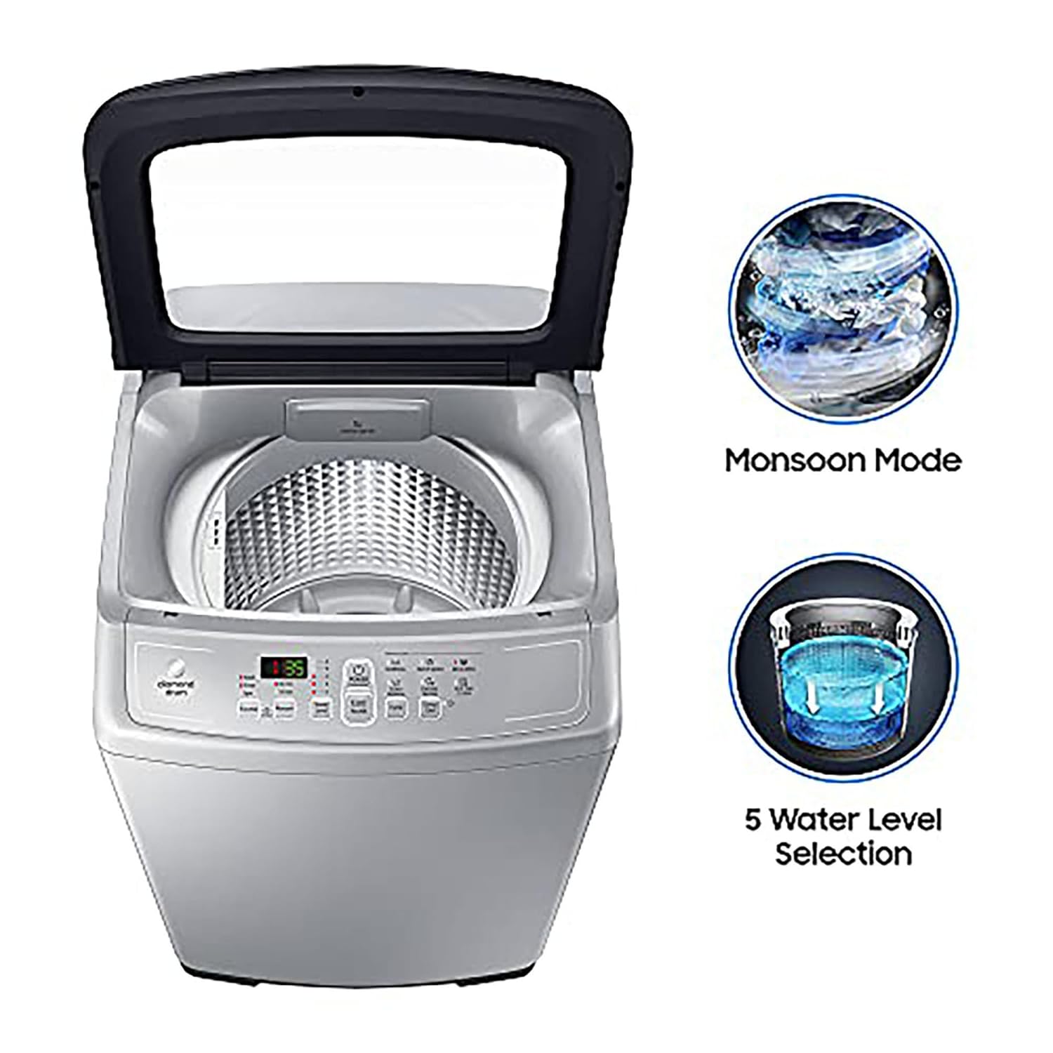 Samsung 7 kg- Fully-Automatic Top Load Washing Machine (WA70A4002GS/TL- Imperial Silver)