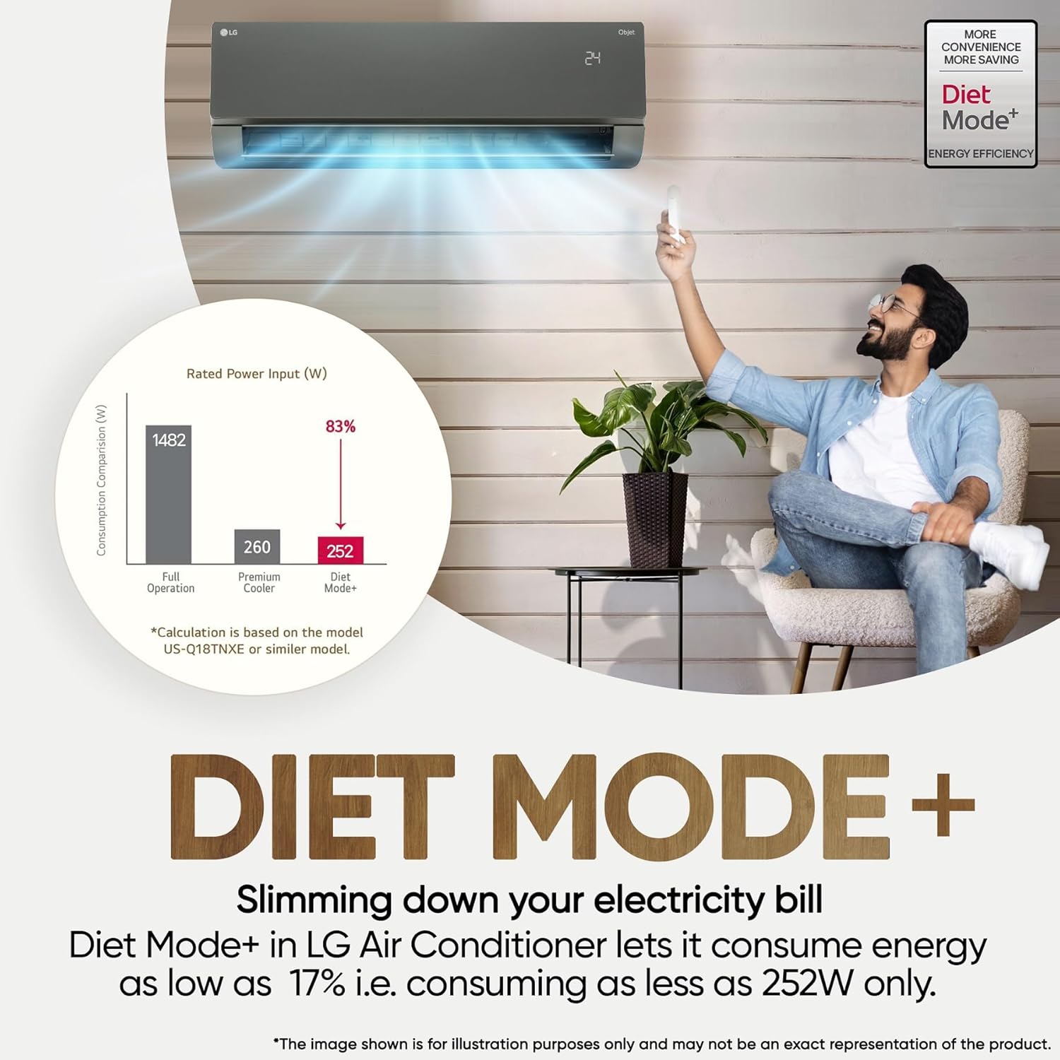 LG 1.5 Ton 5 Star- Wi-Fi- Energy Manager+- DUAL Inverter Split AC (Copper- AI+ Convertible 6-in-1- Diet Mode+- 4 Way Swing- HD Filter with Anti-Virus Protection- US-Q19MWZE- Black Mirror)