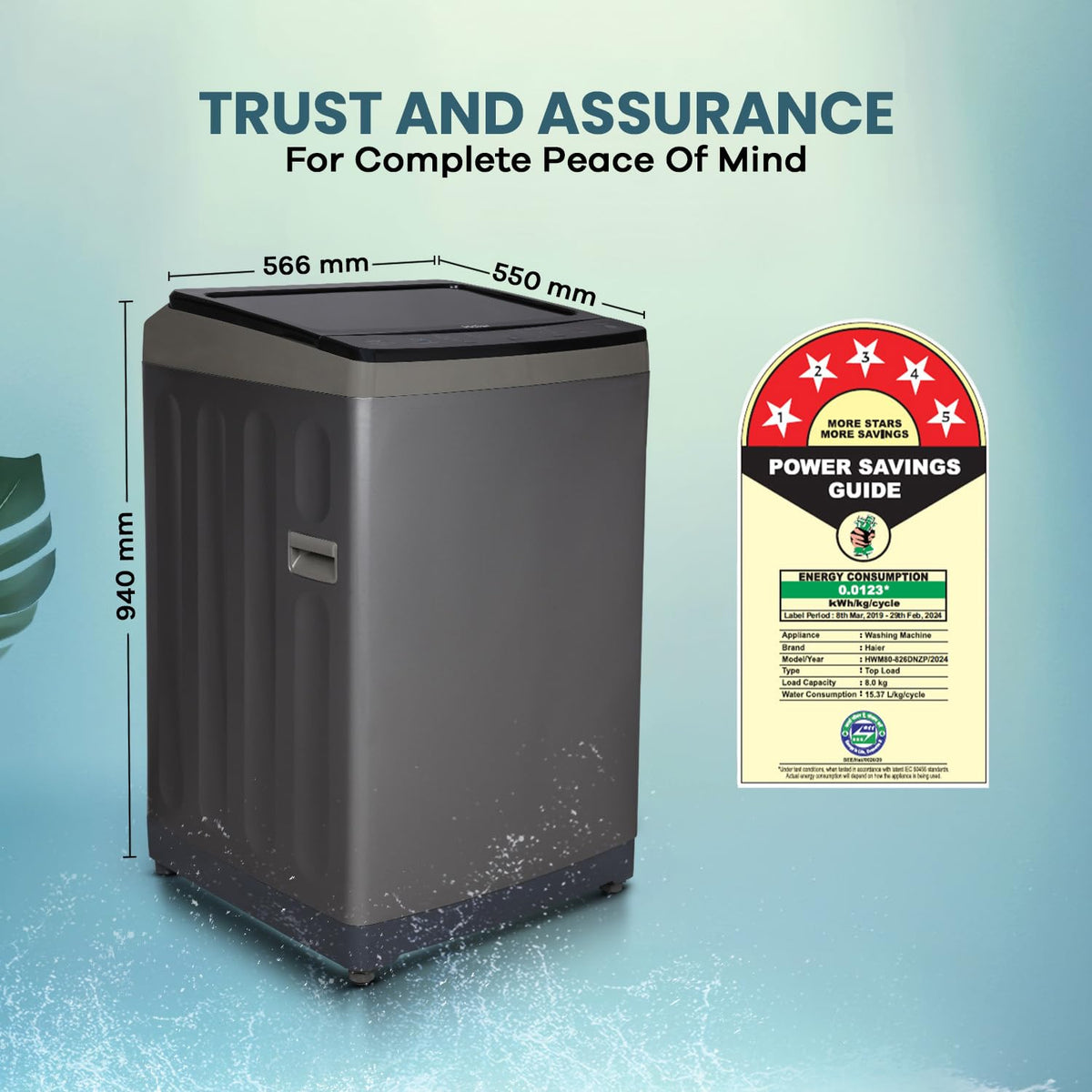 Haier 8 Kg 5 Star Top Load Washing Machine