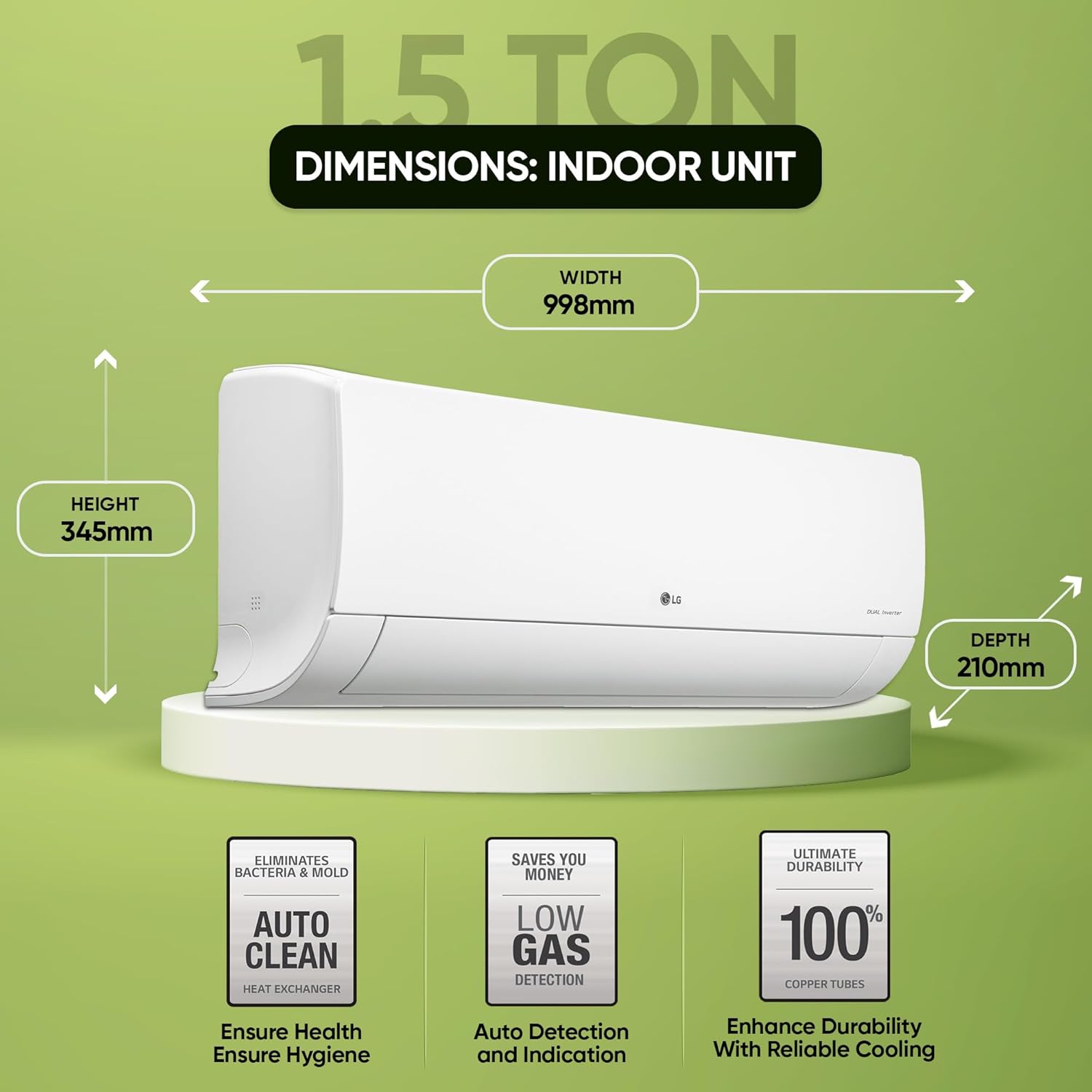 LG 1.5 Ton 5 Star AI DUAL Inverter Split AC (Copper- AI Convertible 6-in-1 Cooling- 4 Way Swing- HD Filter with Anti-Virus Protection- TS-Q19ENZE- White)