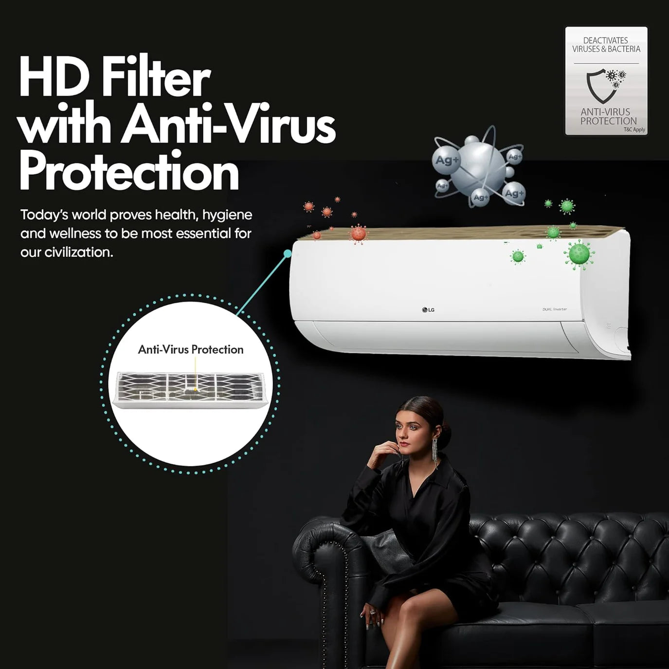 LG 5 Star (1.5) Split AC with Gold Fin+- Viraat Mode- Dual Inverter Compressor- Diet Mode+- 6-in-1 cooling- 2025 Model