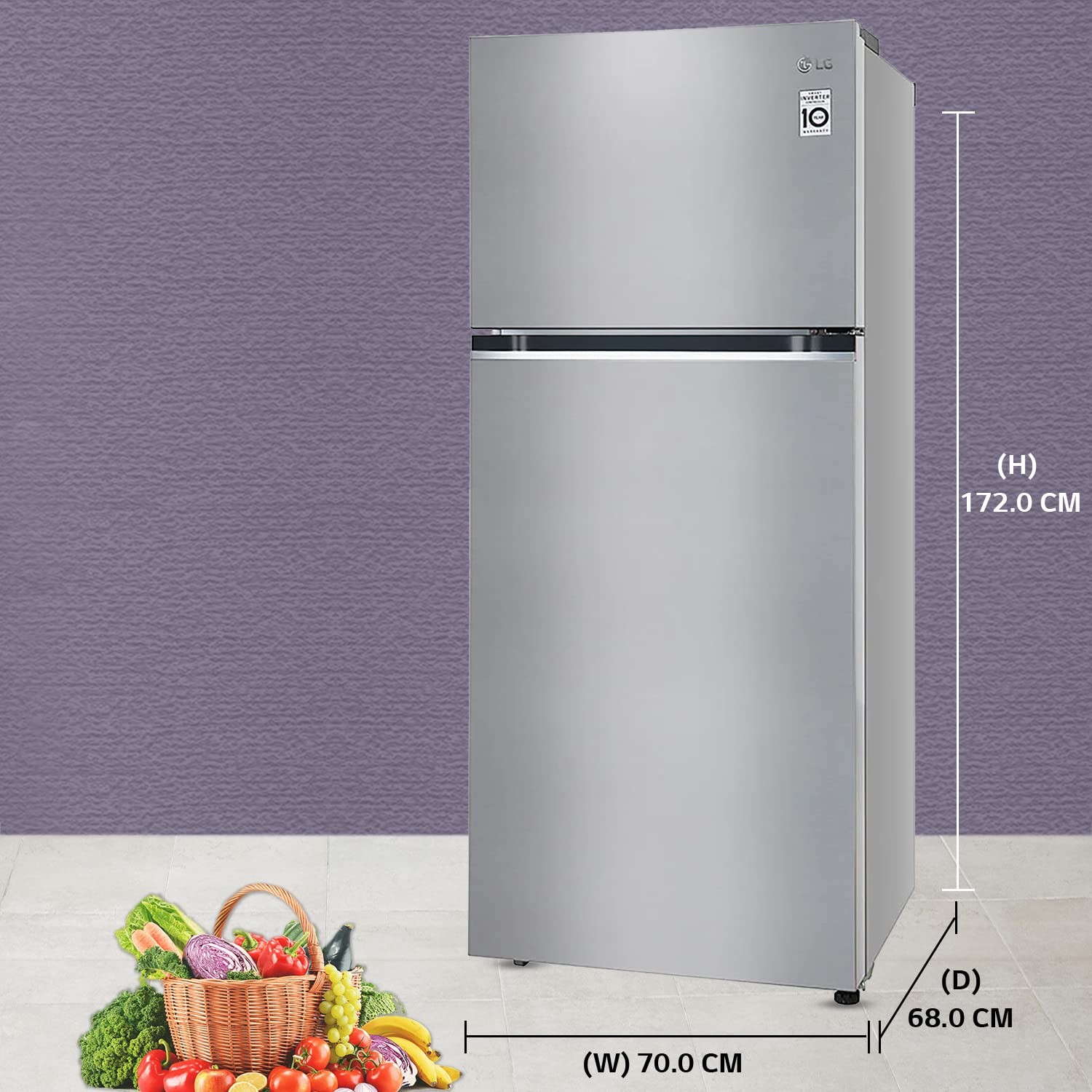 LG 380 L 2 Star Frost-Free Smart Inverter Double Door Refrigerator (GL-S412SPZY- Shiny Steel- Convertible- Gross Volume- 408 L)