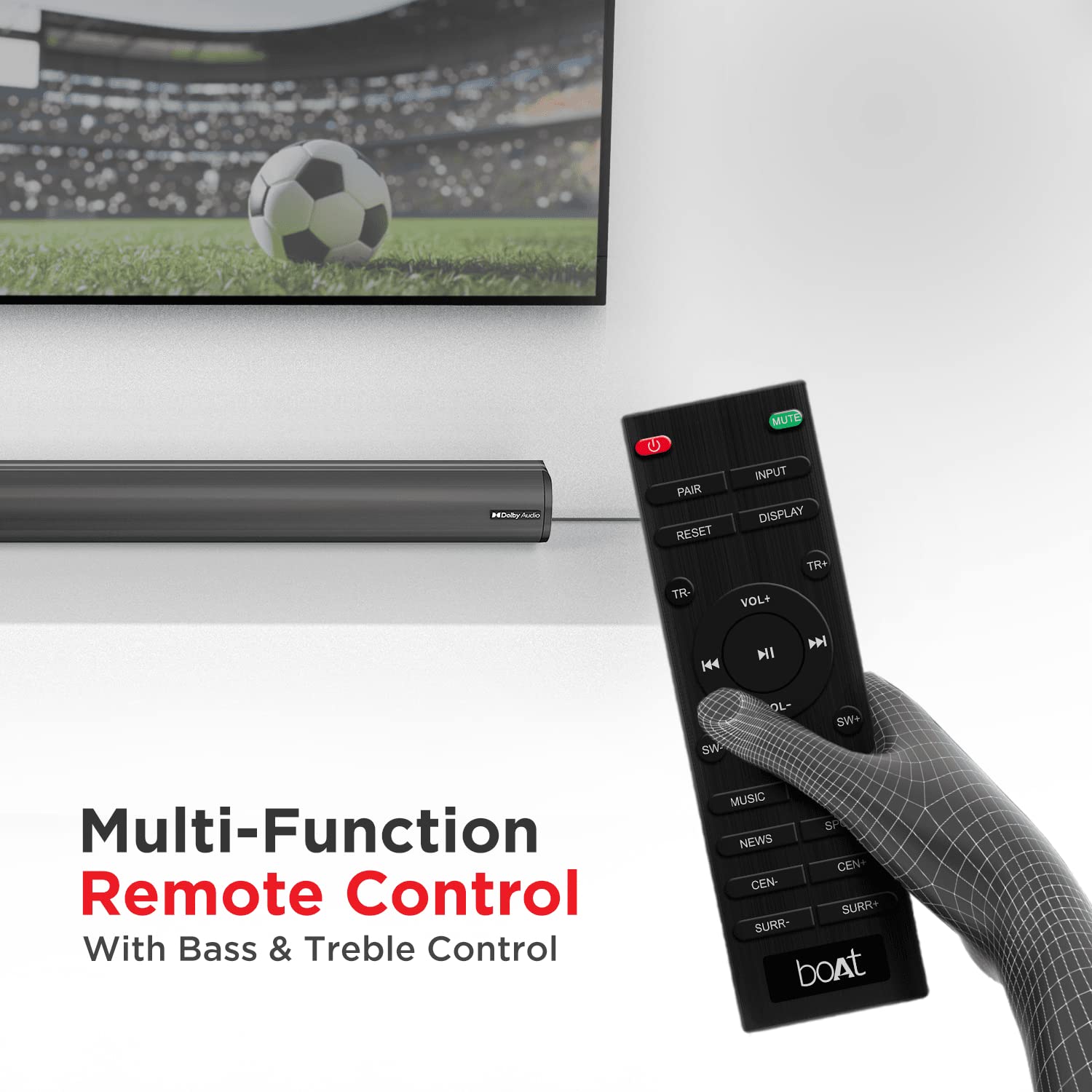 boAt AAVANTE Bar 3150D 260W 5.1 Channel Bluetooth Soundbar with Dolby Audio, Signature Sound,Wired Subwoofer,Multiple Connectivity,Entertainment Modes(Premium Black)