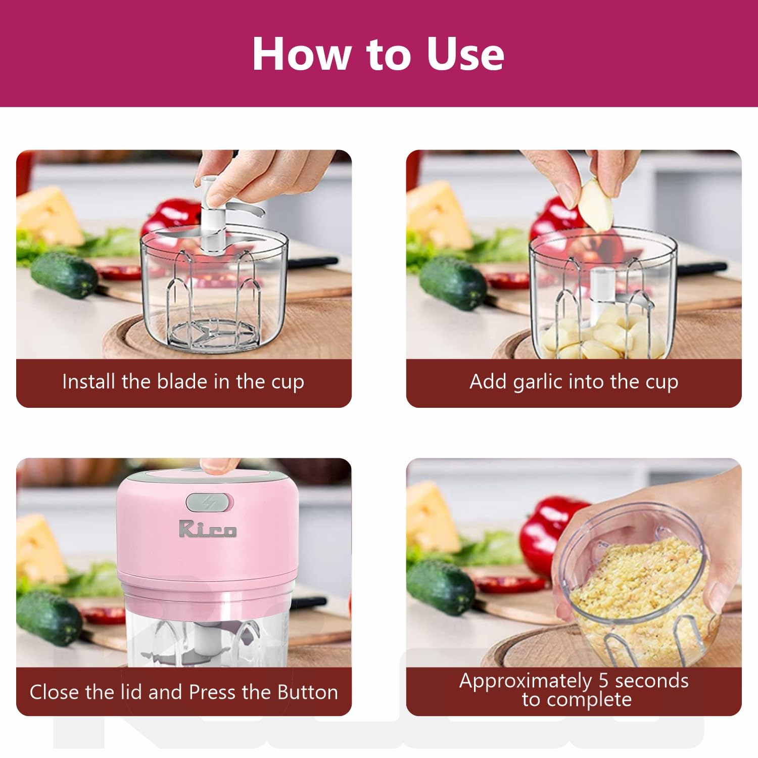 Rico Rechargeable Electric Mini Chopper