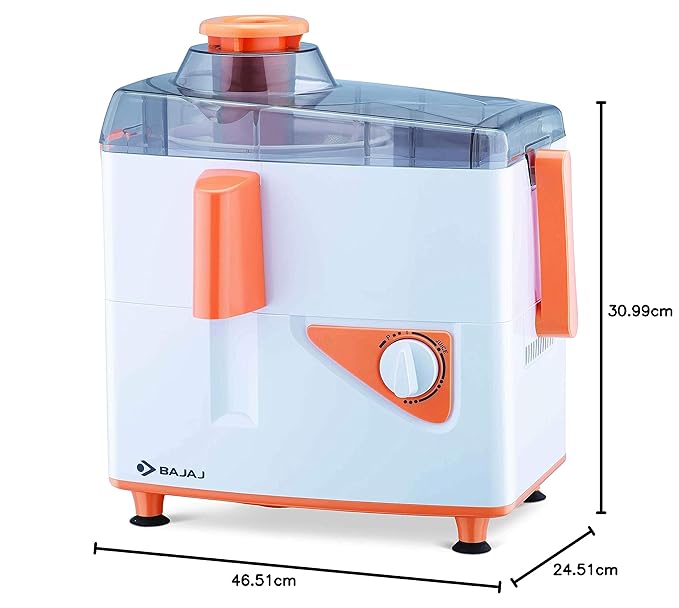 Bajaj Juicer Mixer Grinder With 2 Jars (White/Orange)- 450 Watt