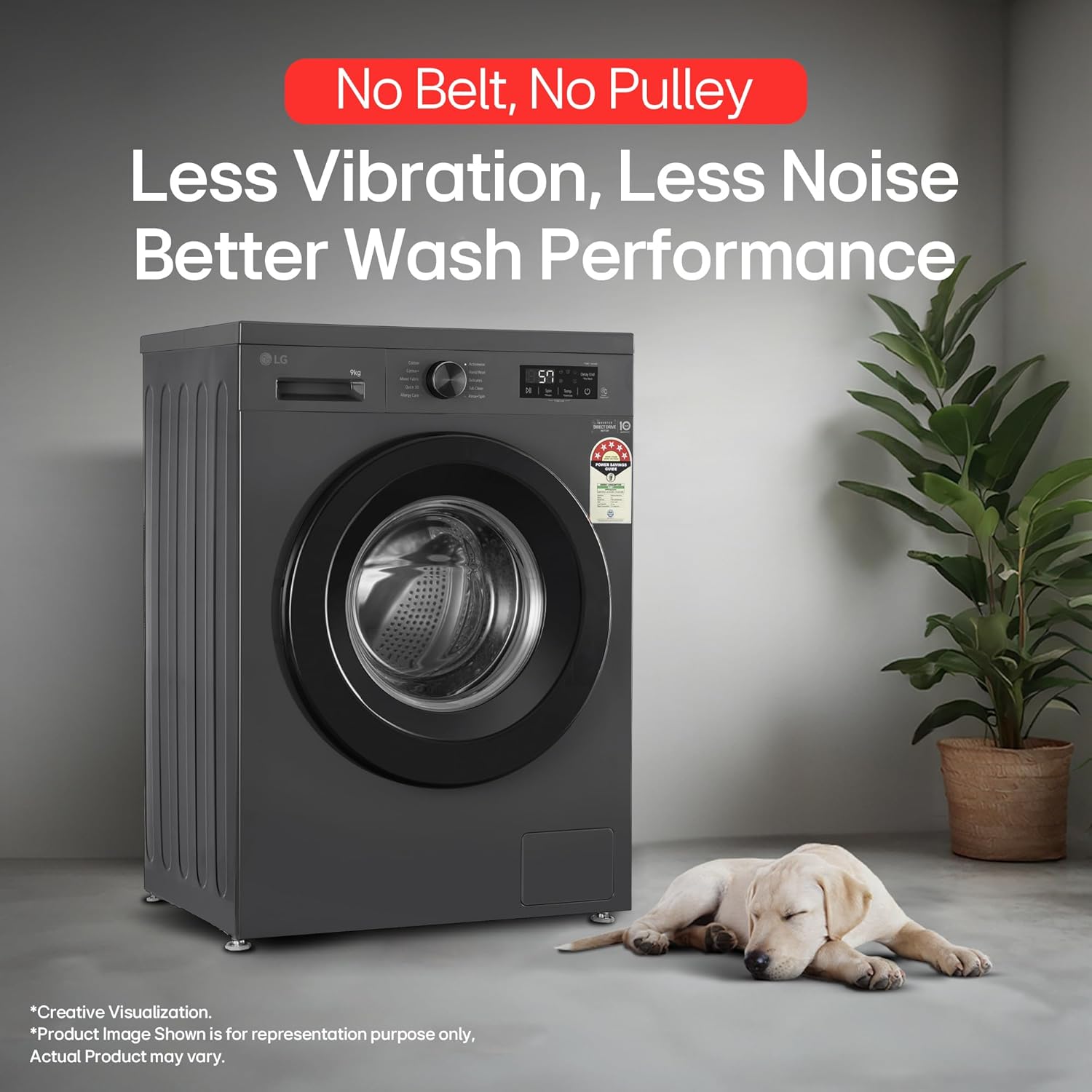 LG 9 Kg- 5 Star- Direct Drive Technology- Steam Wash- 6 Motion DD- Fully-Automatic Front Load Washing Machine (FHB1209Z2M- Allergy Care- In-Built Heater- Touch Panel- Middle Black)