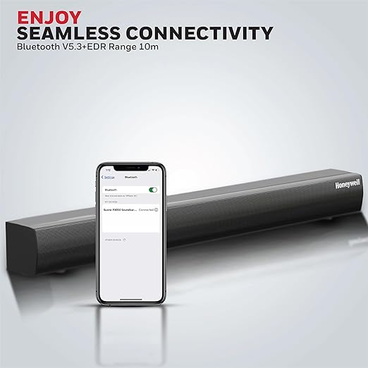 Honeywell New Launch Suono P3000 Soundbar with 80W Stereo Sound  2.0Ch  Deep Bass  3 EQ Mode  BT v5.3+EDR Dual 58 * 90mm Drivers  Input Mode - AUX  USB  HDMI/ARC  Sleek Remote