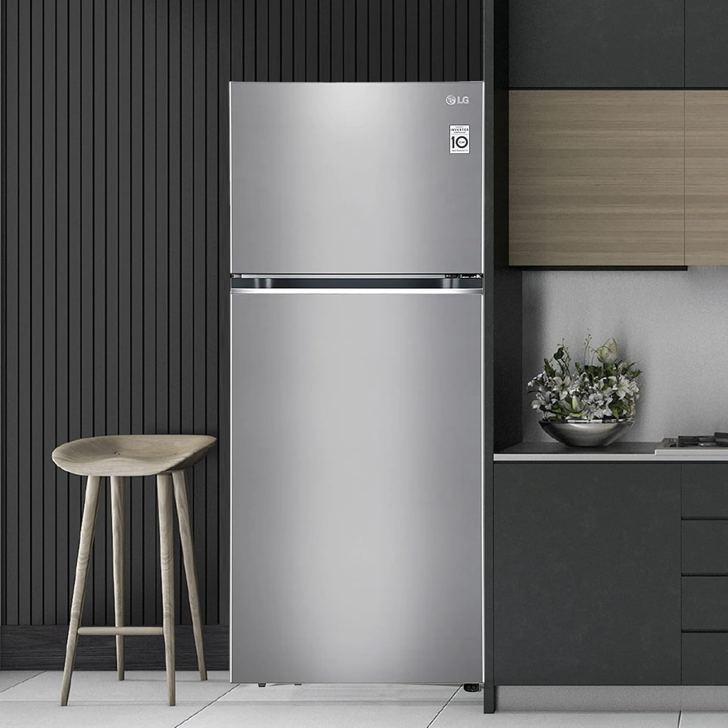 LG 380 L 2 Star Frost-Free Smart Inverter Double Door Refrigerator (GL-S412SPZY- Shiny Steel- Convertible- Gross Volume- 408 L)