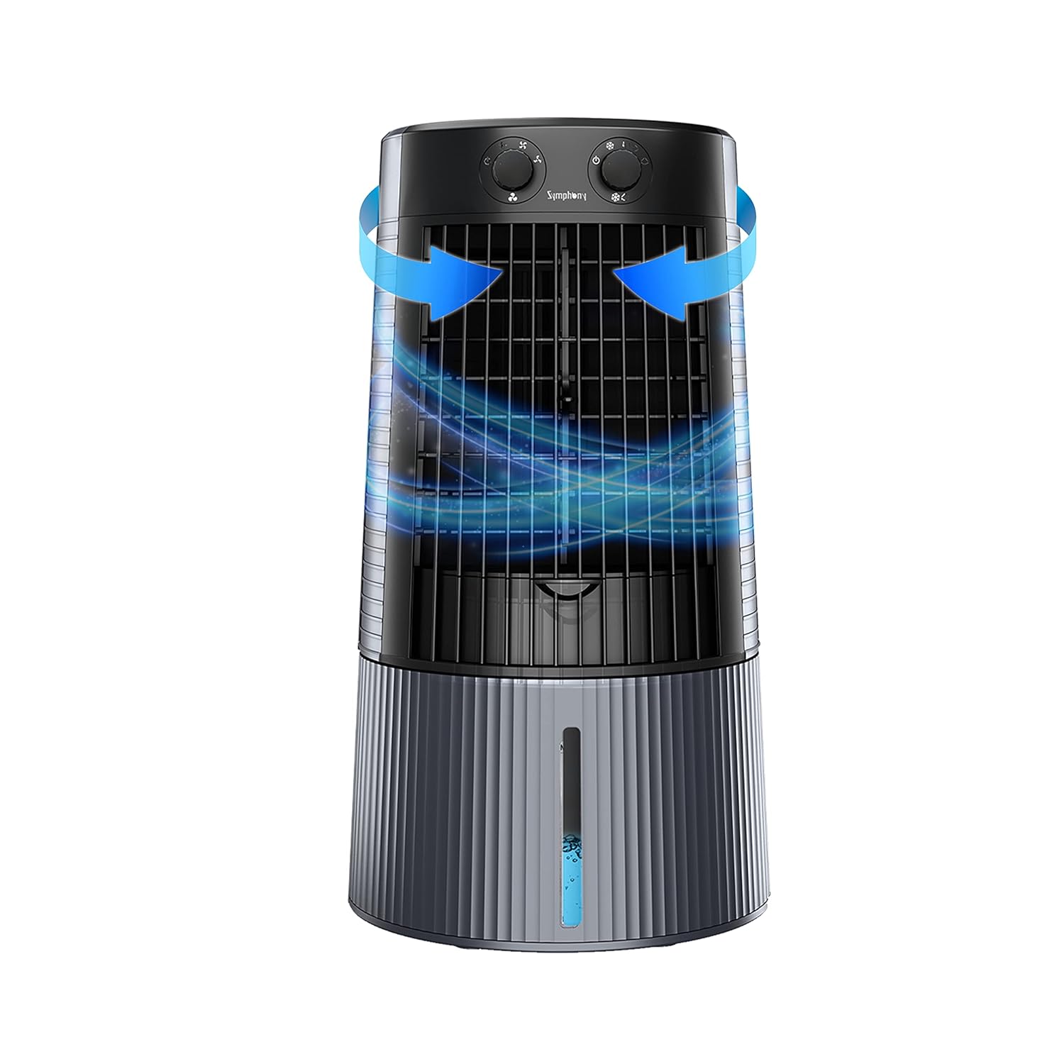 Symphony Duet Personal Tower Cooling Fan For Home and Office with Honeycomb Pad- Powerful Blower- Auto Rotation and Low Power Consumption