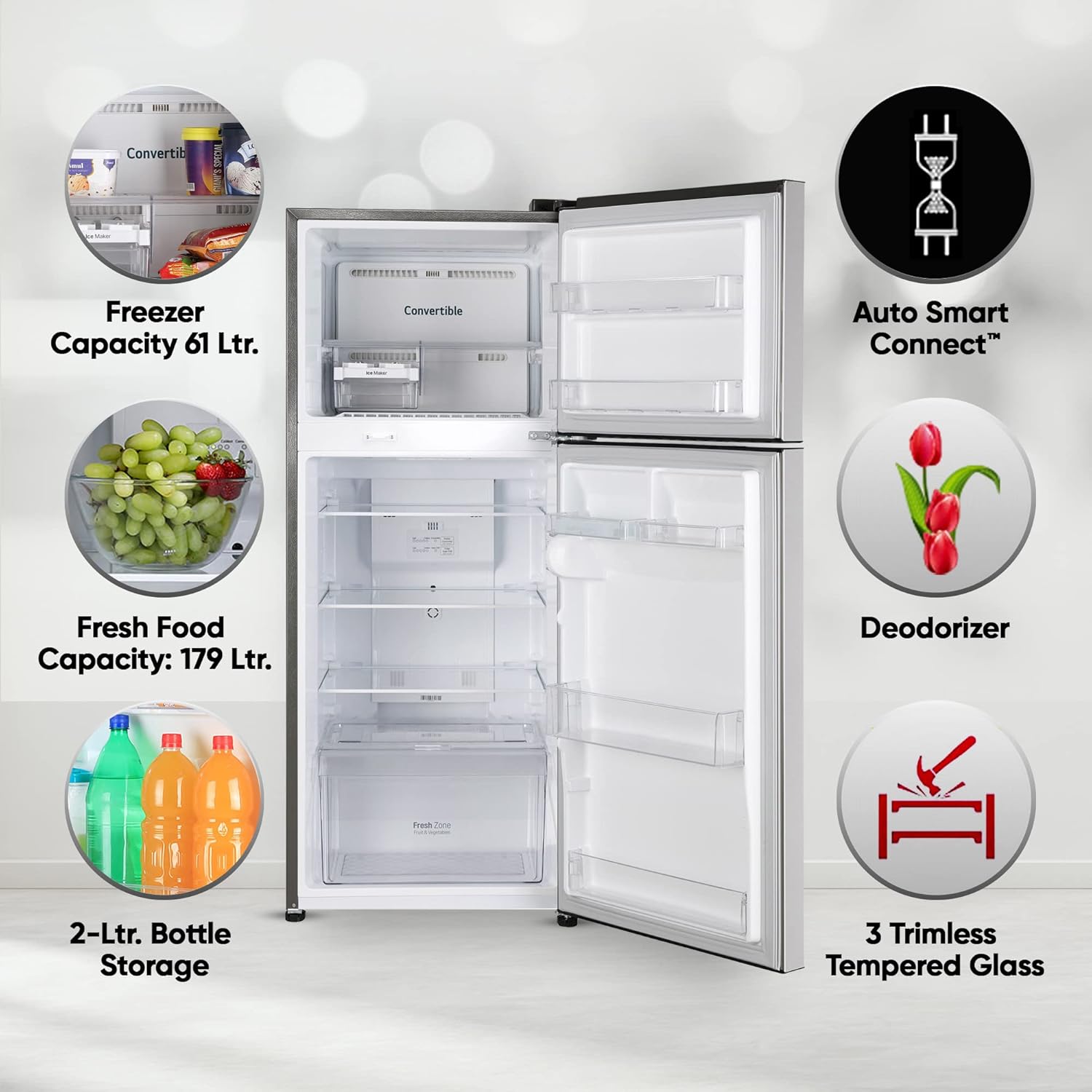 LG 322 L 2 Star Smart Inverter Frost-Free Double Door Refrigerator (GL-N342SDSY- Dazzle Steel- Express Freeze)