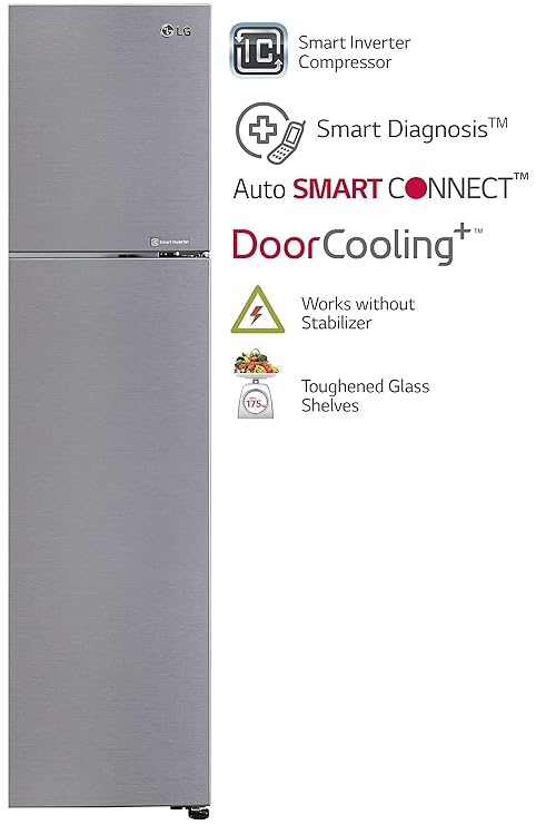 LG 291 L Frost Free Double Door 2 Star Refrigerator  (Shiny Steel- GL-C322KPZY)