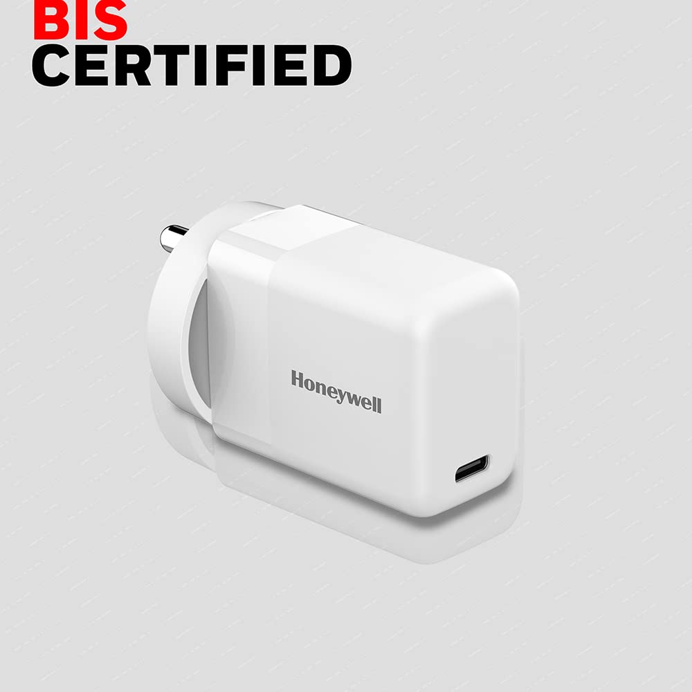 Honeywell Zest Charger PD30W, BIS Certified, with Type C PD 3.0, Ultra-Fast Charging Compatible with iPhone, iPad, Samsung, Oneplus, Smartphones, Tablets, Power Banks, Smart Watch, etc.- White