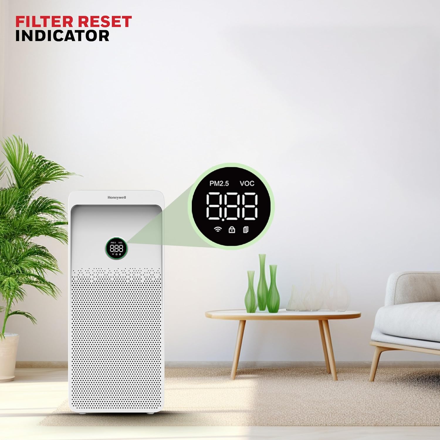 Honeywell Air Purifier For Home,4 Stage Filtration,Covers 1085sq.ft,PM 2.5 Level Display,with WIFI & ALEXA,H13 HEPA & Activated Carbon Filter,Removes 99.99% Pollutants,Micro Allergens-Air Touch U1
